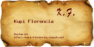 Kupi Florencia névjegykártya